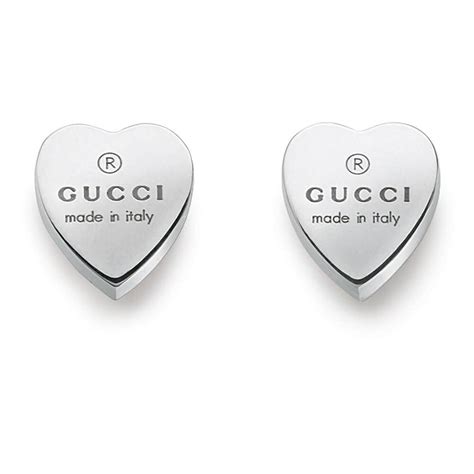 gucci trademark earrings heart-motif sterling silver stud earrings